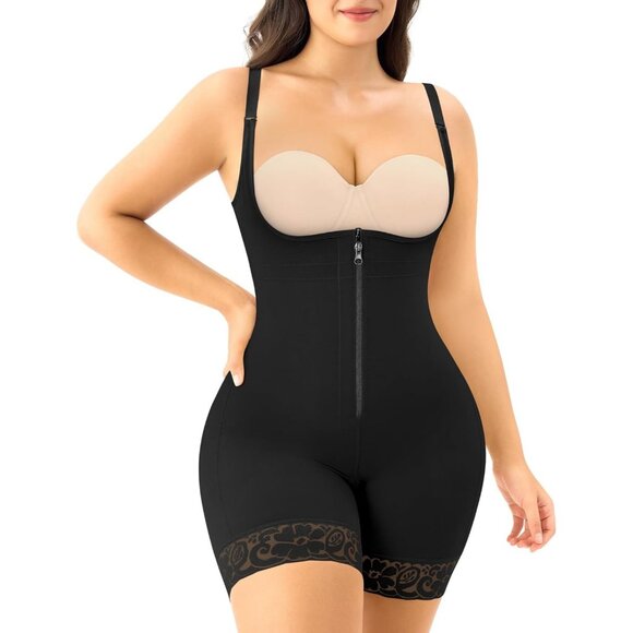Women's Full Body Shapewear Postpartum Slimming Bodysuit Tummy Control Black